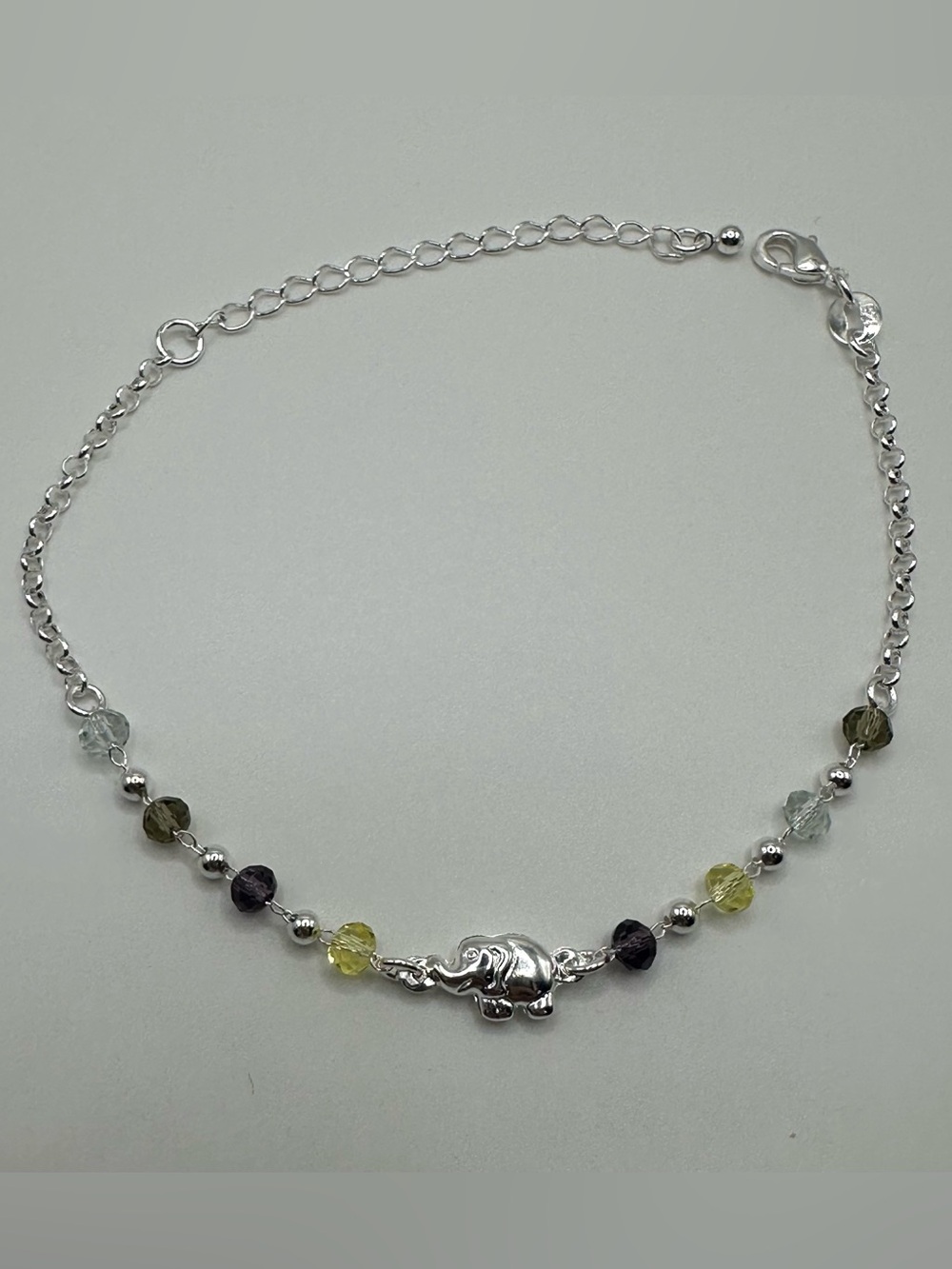 White Gold Filled Elephant Bead Bracelet - Multicolor